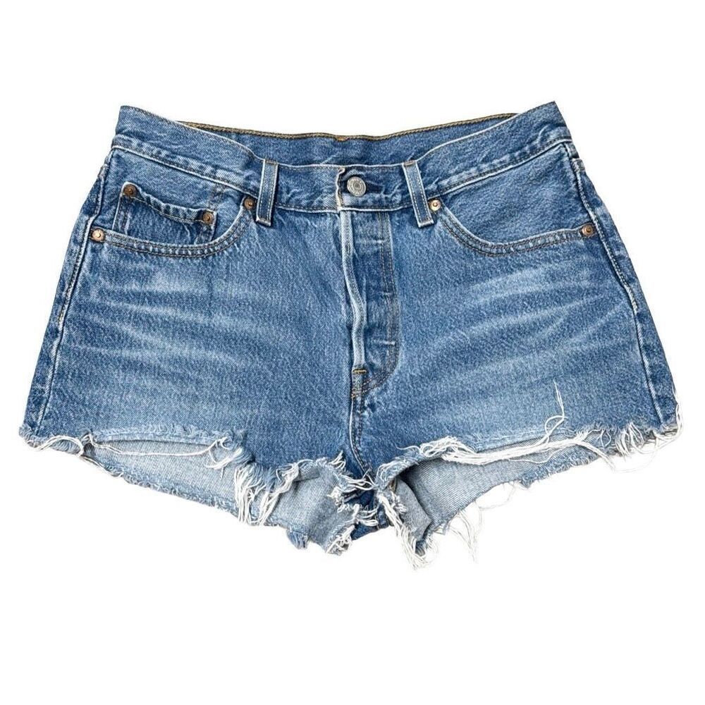 Levi’s 501 Women’s Button Fly Cut Off Denim Jean Shorts Size 28